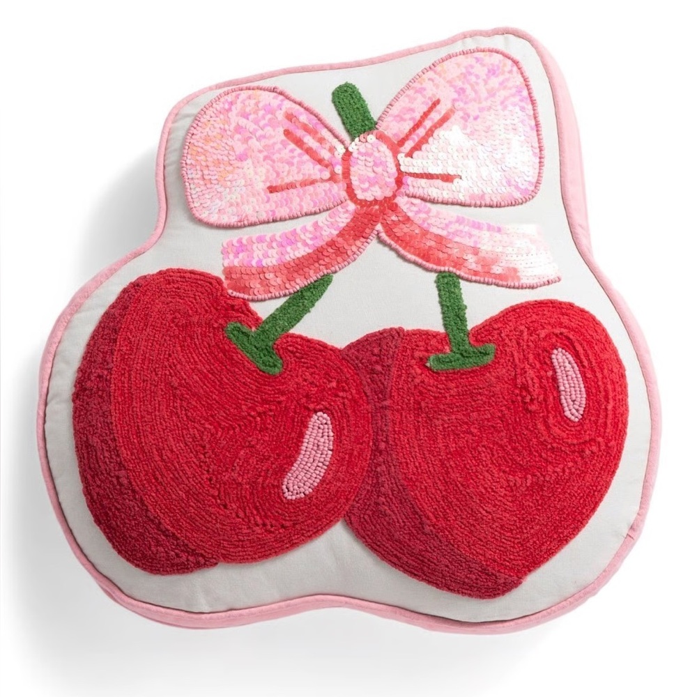 cupcakes & cashmere Cherry Bow Pillow